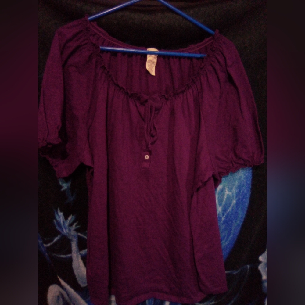 Faded Glory Purple Peasant Blouse Top Shirt Size 3X (22W - 24W)